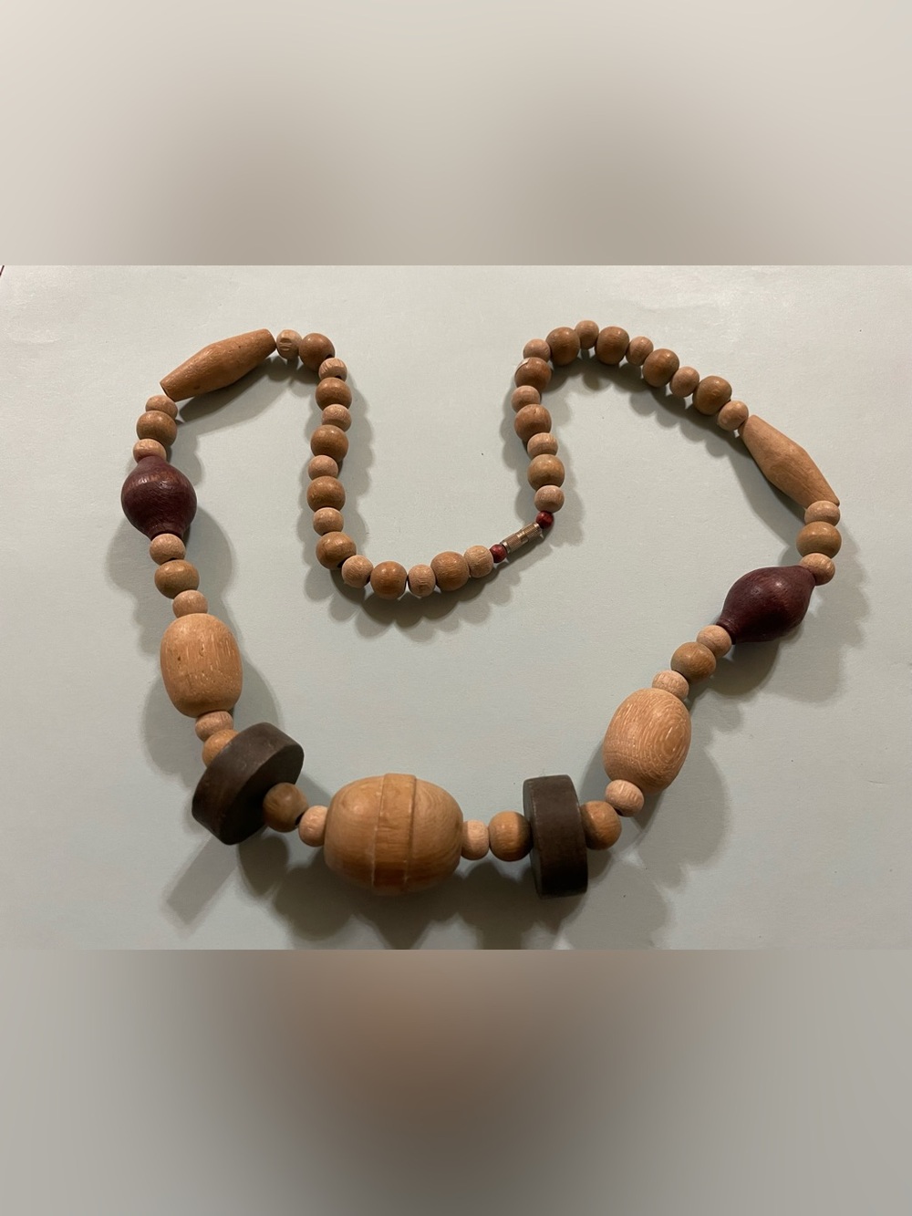 Vintage Wood Bead Necklace #9362